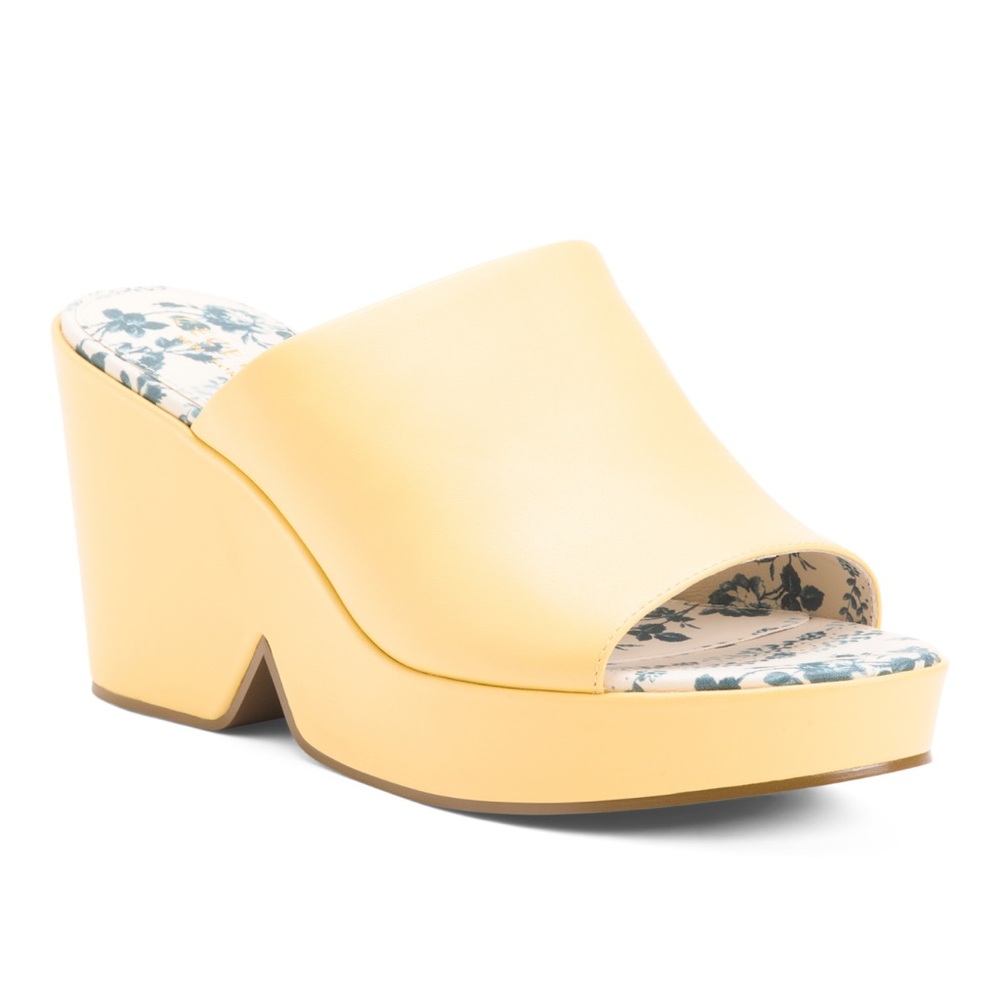 Cecelia New York Yellow Leather Wedge Frost Sandals - 8.5